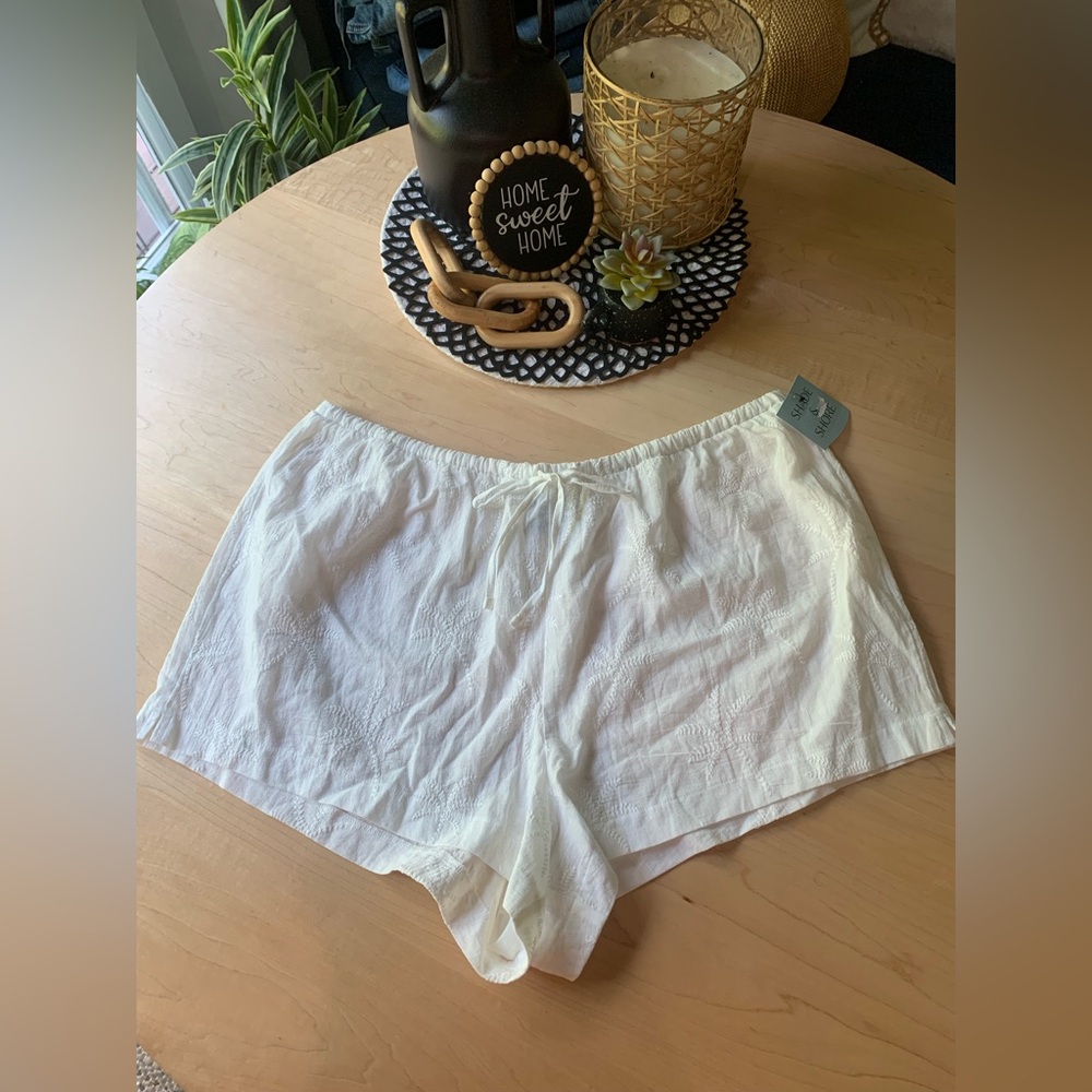 NWT Shade & Shore white tropical palm tree coverup shorts size Large and XL
